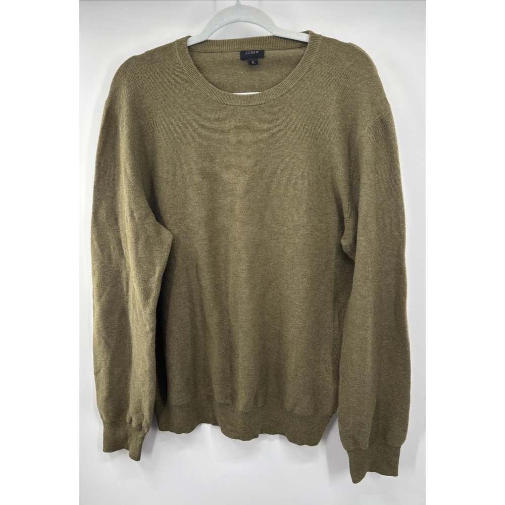 J. Crew‎ Heritage  Knit Crewneck Pullover Sweater Green Size M 100% Cotton